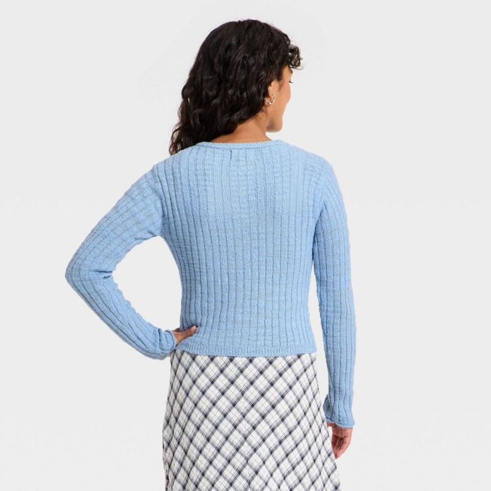 Women's Rib Cardigan - Universal Thread Blue L - Picture 2 of 3